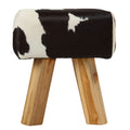 Bare Decor Juliet Genuine 100% Hide and Teak Vanity Stool Ottoman, Brown