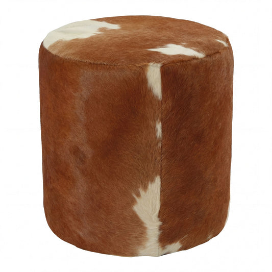 Bare Decor Bella Accent Ottoman in Genuine Leather Hide, Brown
