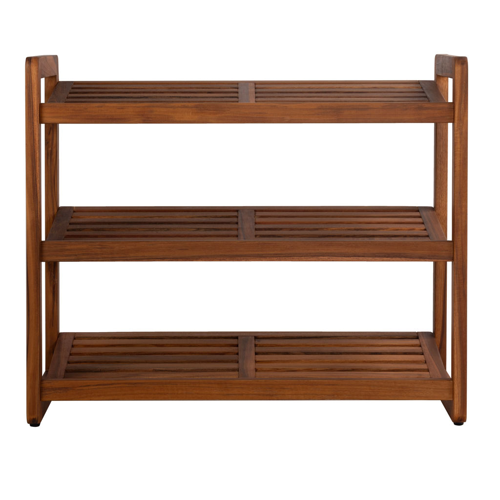 Bare Decor Vira Shoe Rack Shelf in Solid Teak Wood, 3 Shelf