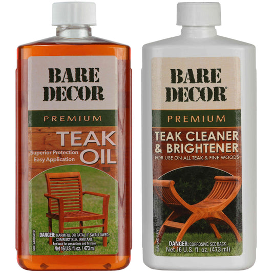 Bare Decor Premium Golden Teak Oil for Home and Marine Use, 16oz
