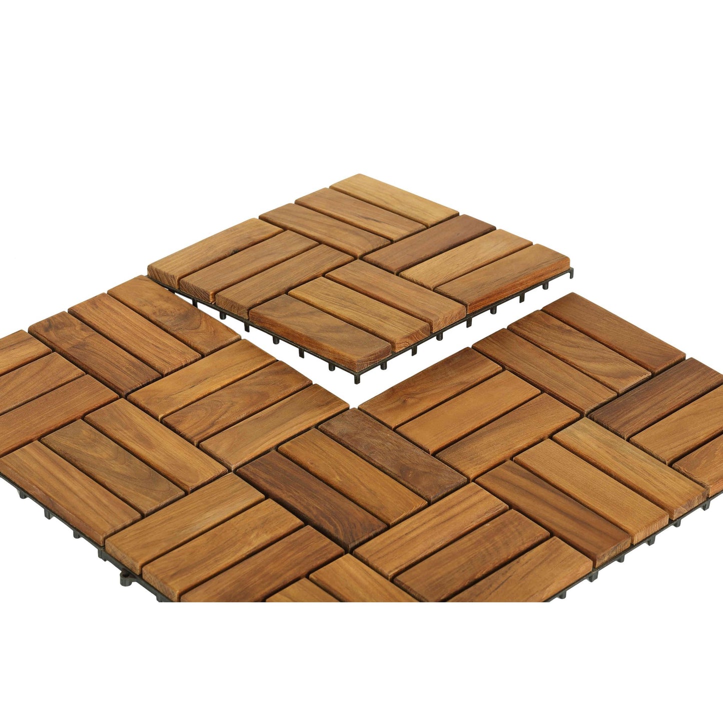 Bare Decor EZ-Floor Interlocking Flooring Tiles in Solid Teak Wood (Set of 10)