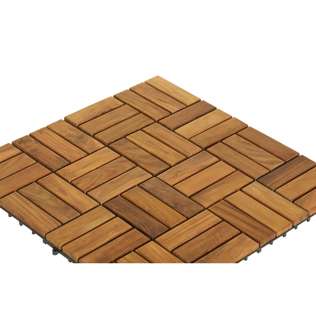Bare Decor EZ-Floor Interlocking Flooring Tiles in Solid Teak Wood (Set of 10)