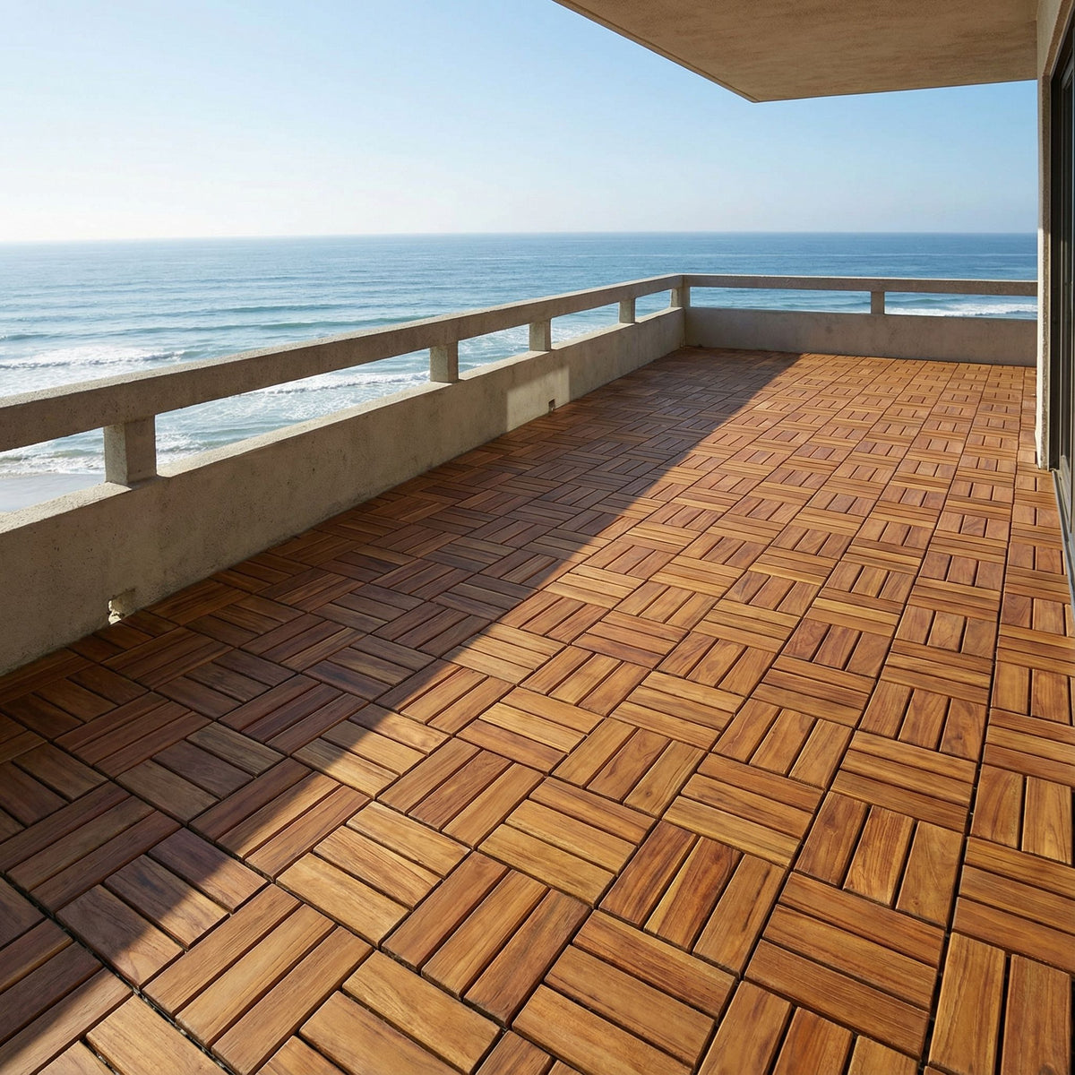 Bare Decor EZ-Floor Interlocking Flooring Tiles in Solid Teak Wood (Set of 10)
