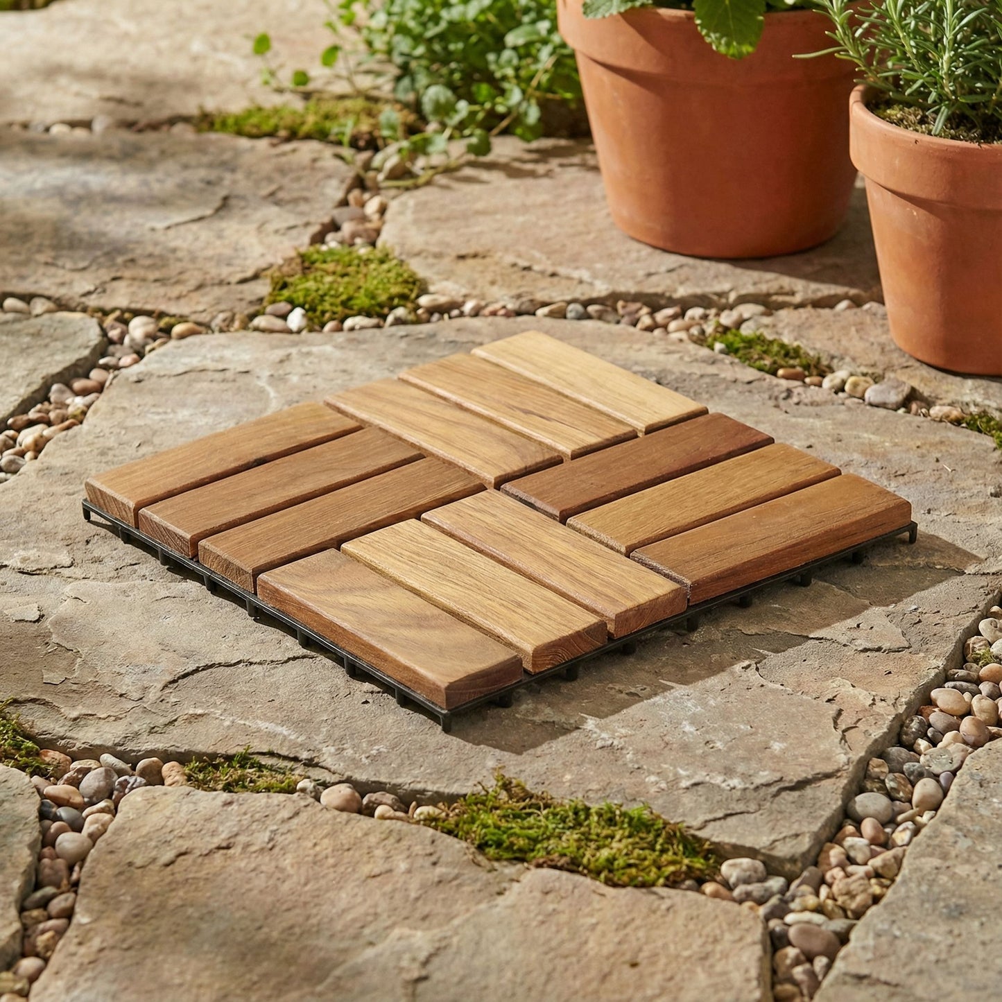 Bare Decor EZ-Floor in Solid Teak Wood, 1 TILE ONLY, Parquet