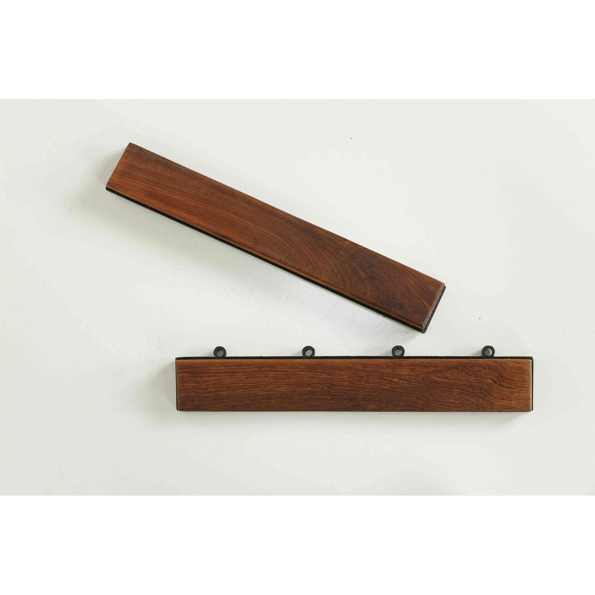 Bare Decor EZ-Floor End Trim Piece Interlocking Flooring in Solid Teak Wood (Set of 2)