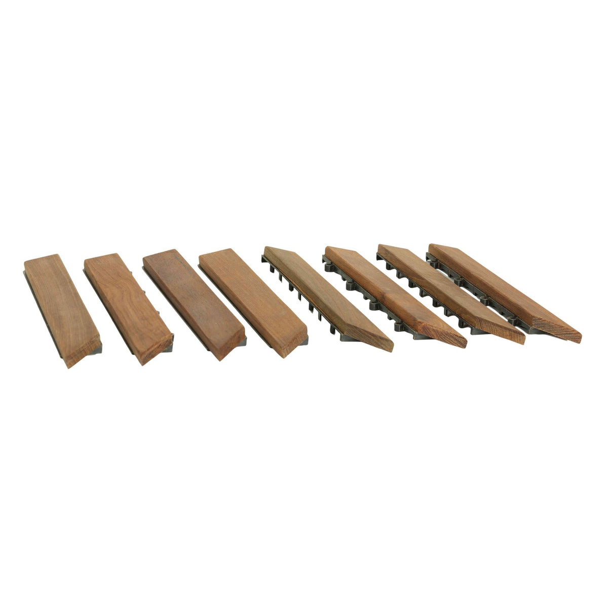 Bare Decor EZ-Floor Corner Trim Piece  Interlocking Flooring in Solid Teak Wood (Set of 8), Oiled Finish