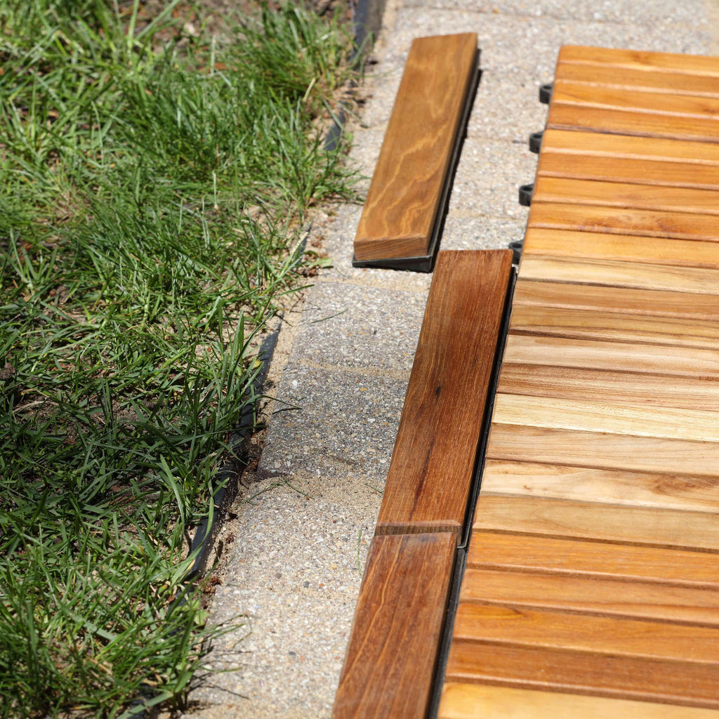 Bare Decor EZ-Floor End Pin-Side Trim Piece for Flooring in Solid Teak Wood (Set of 8)