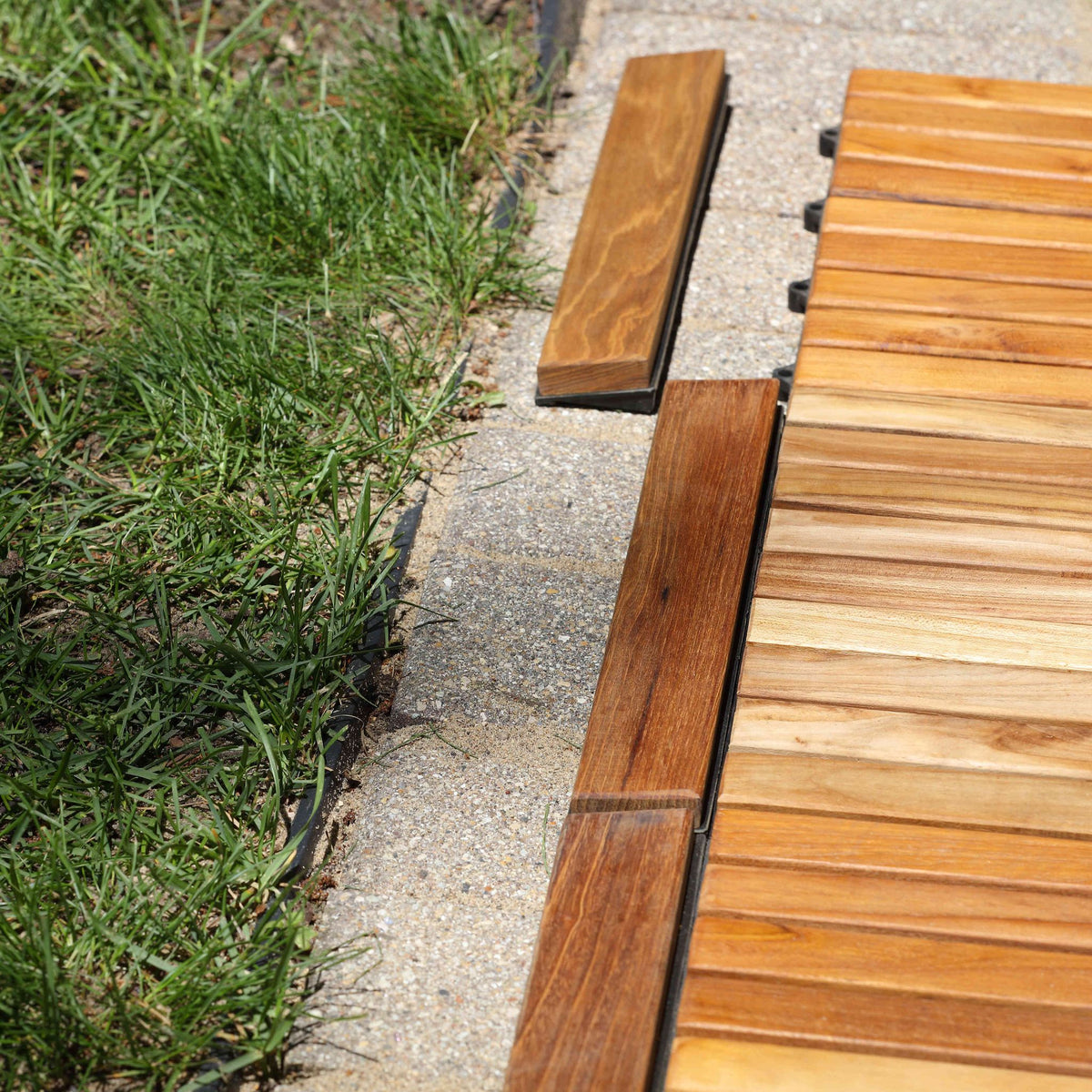 Bare Decor EZ-Floor End Pin-Side Trim Piece for Flooring in Solid Teak Wood (Set of 8)