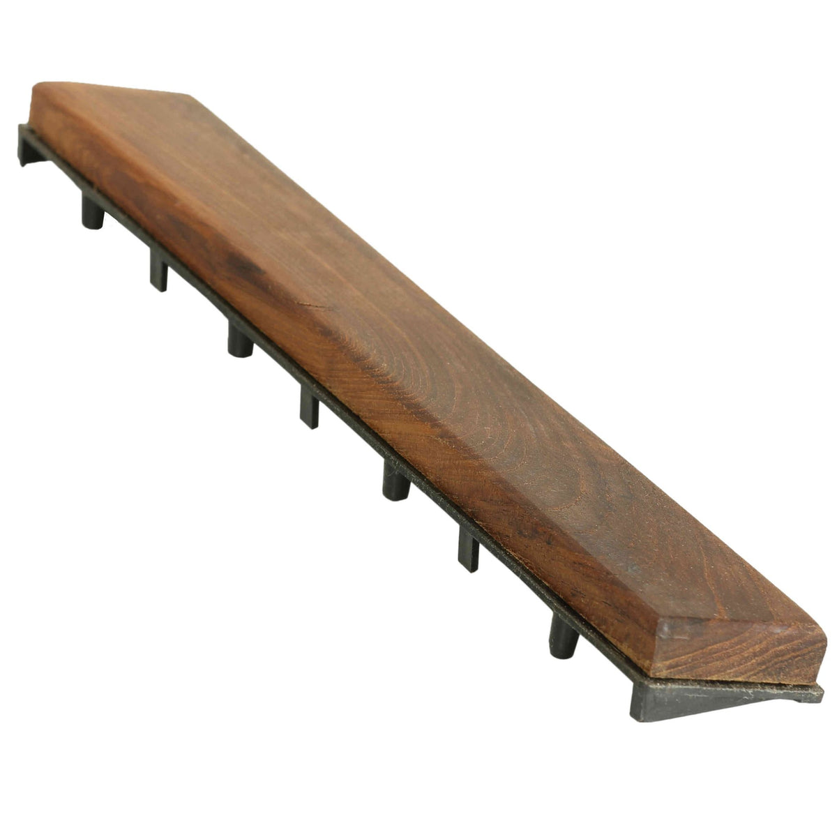 Bare Decor EZ-Floor Loop Ends Side Trim Piece for Flooring in Solid Teak Wood, (Set of 8)