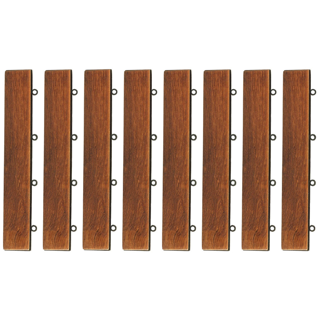 Bare Decor EZ-Floor Loop Ends Side Trim Piece for Flooring in Solid Teak Wood, (Set of 8)