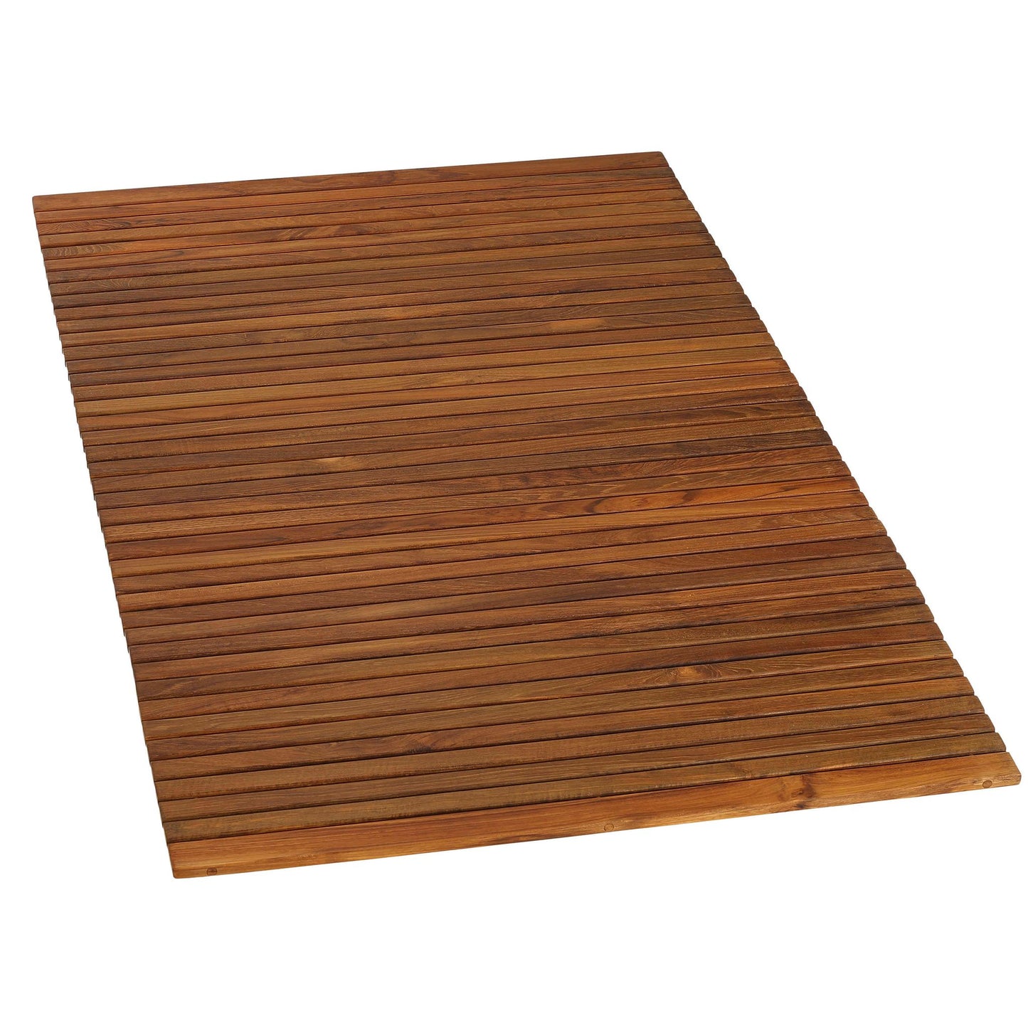 Bare Decor Oskar String Spa Shower Mat/Rug in Solid Teak Wood Oiled Finish, X-Large: 3' x 5'