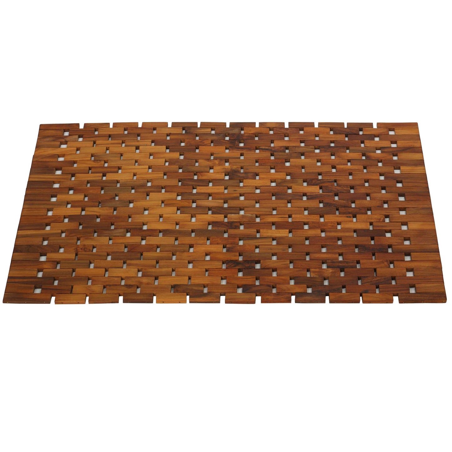 Bare Decor Kuki Spa Mosaic Shower Mat in Solid Teak Wood Oiled Finish, 30x20
