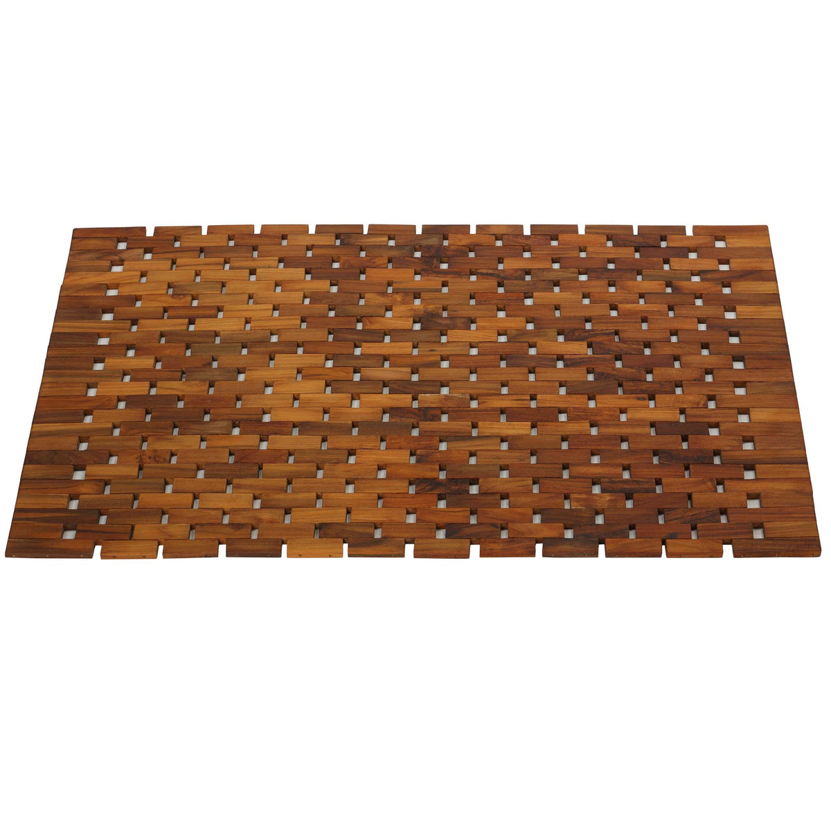 Bare Decor Kuki Spa Mosaic Shower Mat in Solid Teak Wood Oiled Finish, 30x20