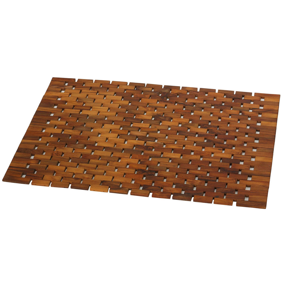 Bare Decor Kuki Spa Mosaic Shower Mat in Solid Teak Wood Oiled Finish, 30x20