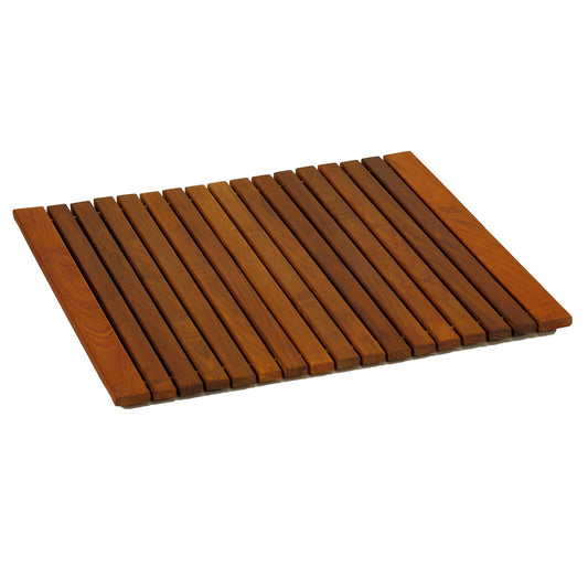 Bare Decor Lykos String Spa Shower Mat in Solid Teak Wood Oiled Finish, Large: 24"x24"