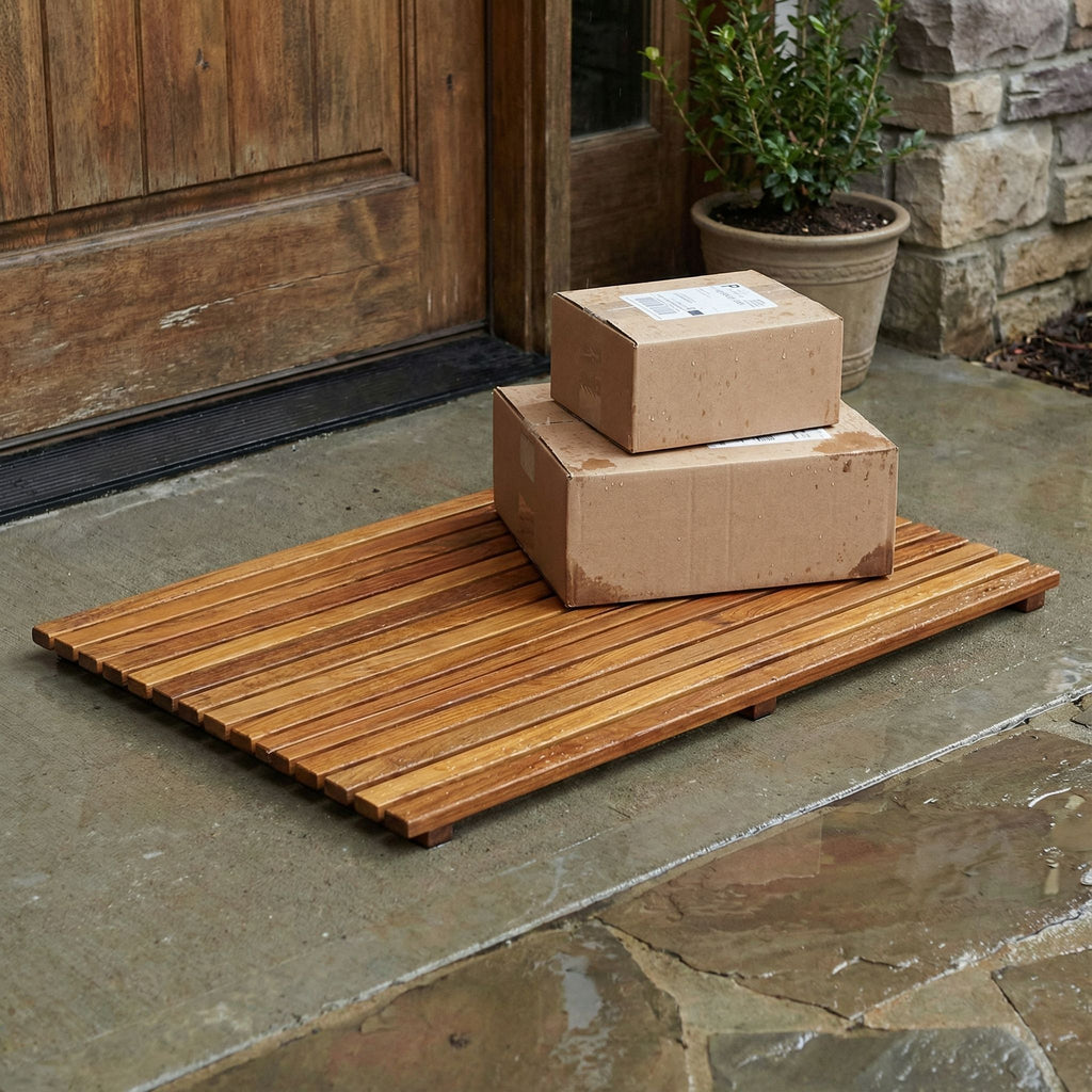 Bare Decor Zen Shower, Spa, Door Mat in Solid Teak Wood and Oiled Finish, Large: 31.5" x 19.5"