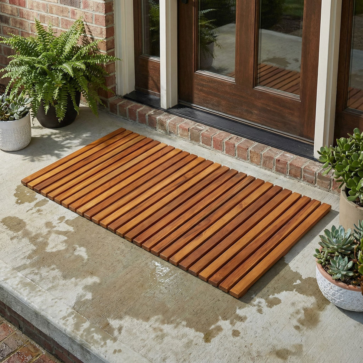 Bare Decor Nori Shower, Spa, Door Mat in Solid Teak Wood and Oiled Finish, Large: 31.5" x 19.5"