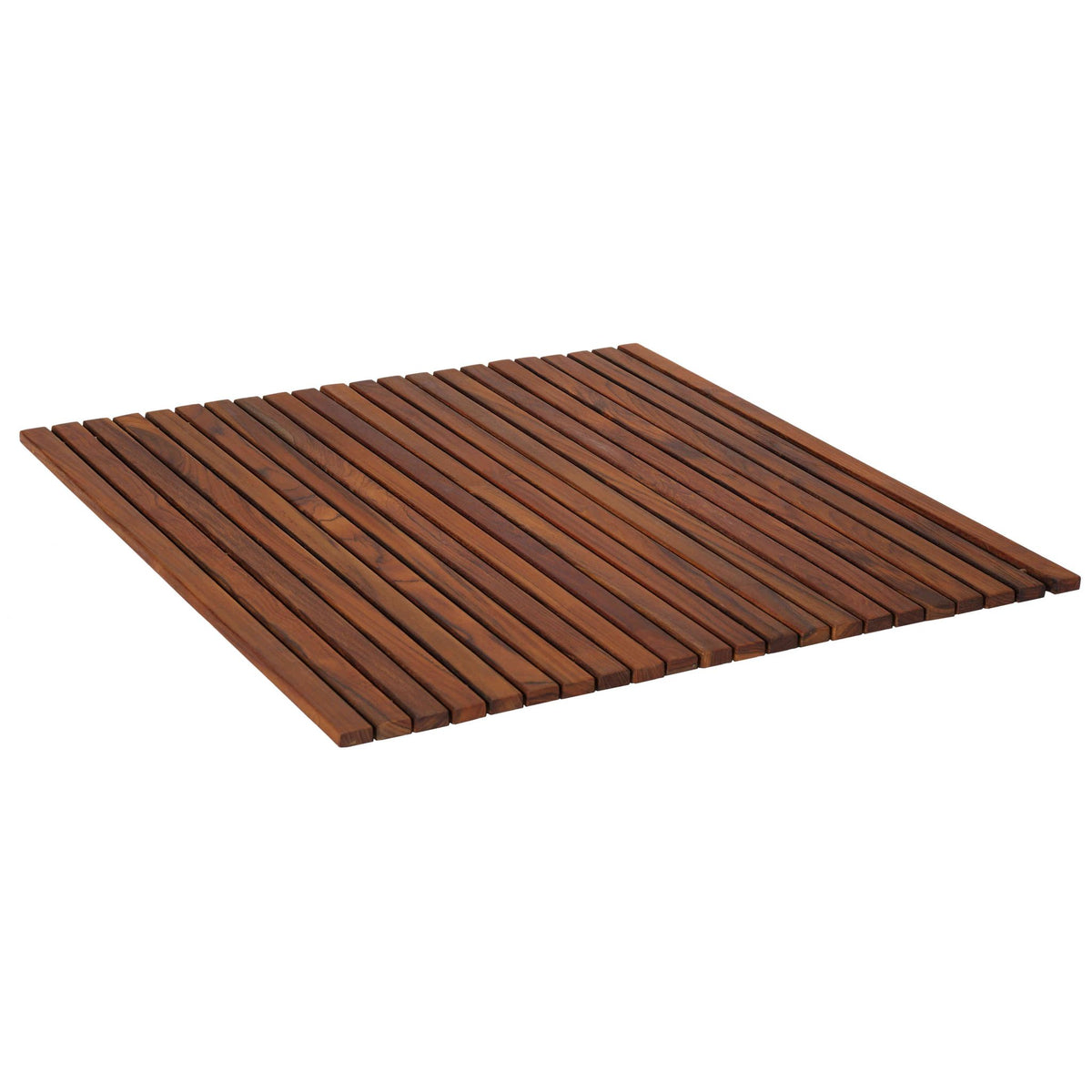 Bare Decor Fuji String Spa Shower Mat in Solid Teak Wood Oiled Finish. XL Square 30" x 30"