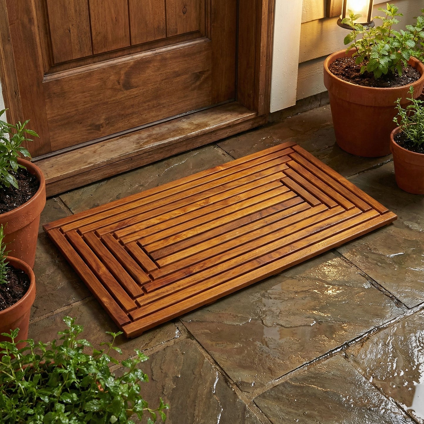 Bare Decor Giza Shower, Spa, Door Mat in Solid Teak Wood and Oiled Finish 35.5" x 19.75"