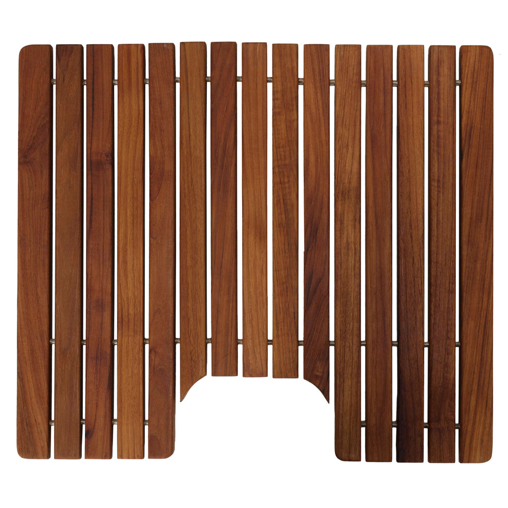 Bare Decor Peter Genuine Solid Teak Wood Toilet Mat, 20x18