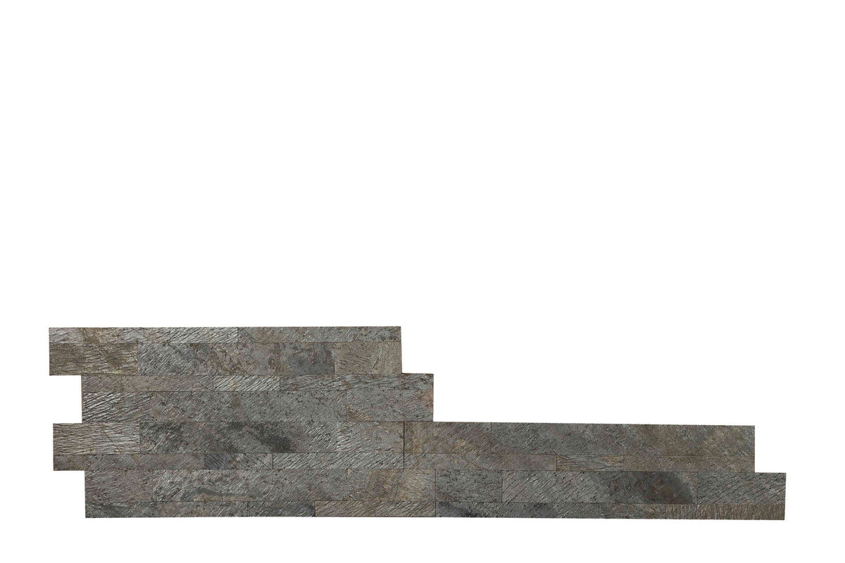 Bare Decor FlexRock Emerald Pearl Grey Peel and Stick Tile in Real Quartzite Stone, 9 Sq Ft