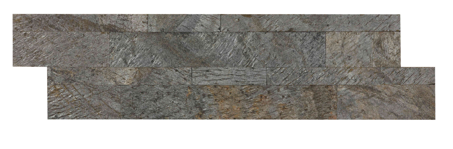 Bare Decor FlexRock Emerald Pearl Grey Peel and Stick Tile in Real Quartzite Stone, 9 Sq Ft