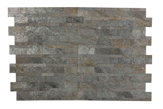 Bare Decor FlexRock Emerald Pearl Grey Peel and Stick Tile in Real Quartzite Stone, 9 Sq Ft