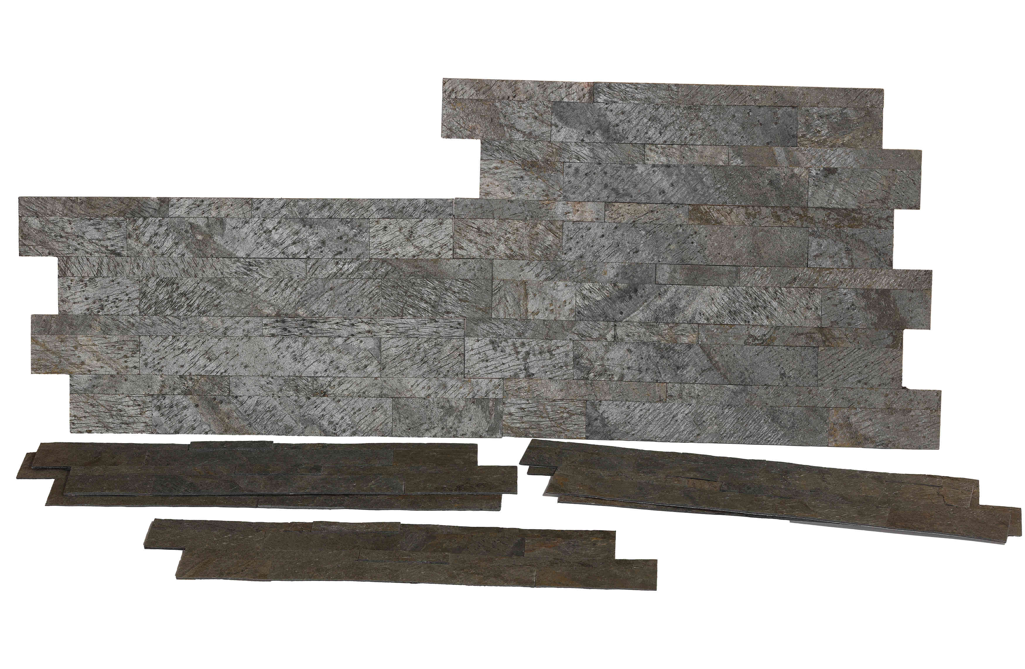 Bare Decor FlexRock Grey Pearl Peel and Stick Tile in Real Quartzite Stone, 9 Sq Ft