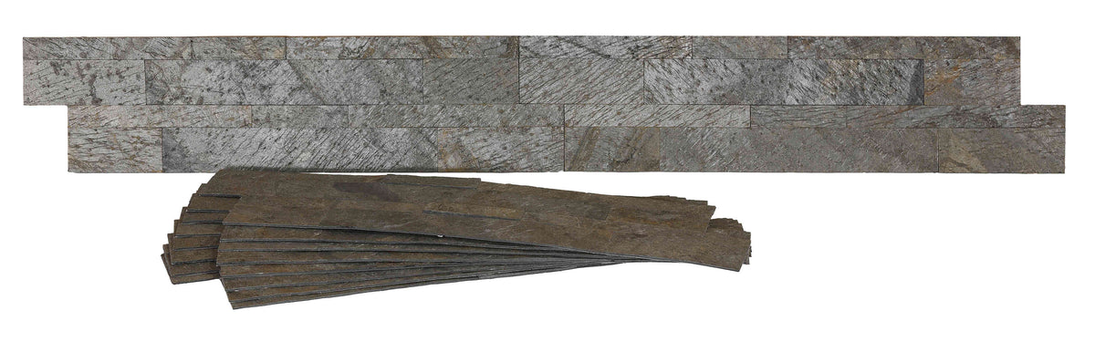 Bare Decor FlexRock Grey Pearl Peel and Stick Tile in Real Quartzite Stone, 9 Sq Ft