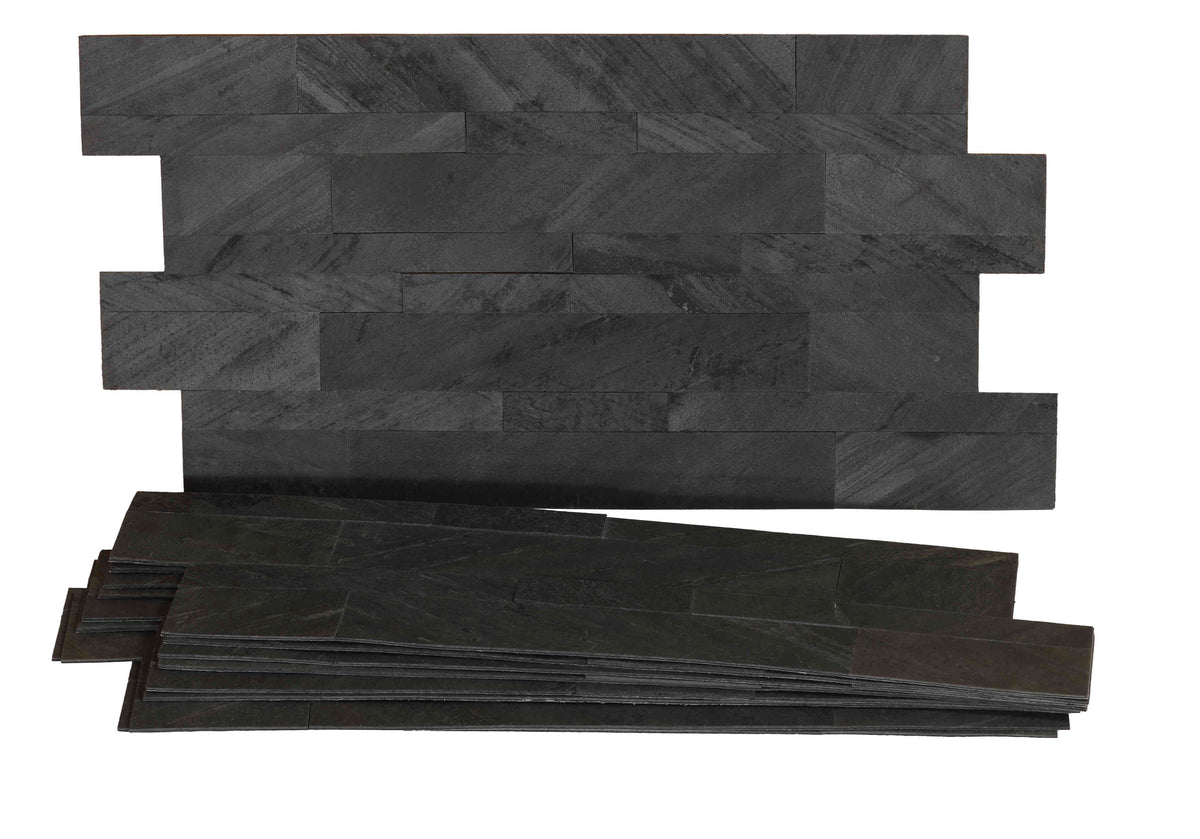 Bare Decor FlexRock Flat Grey Peel and Stick Tile in Real Slate Stone, 9 Sq Ft