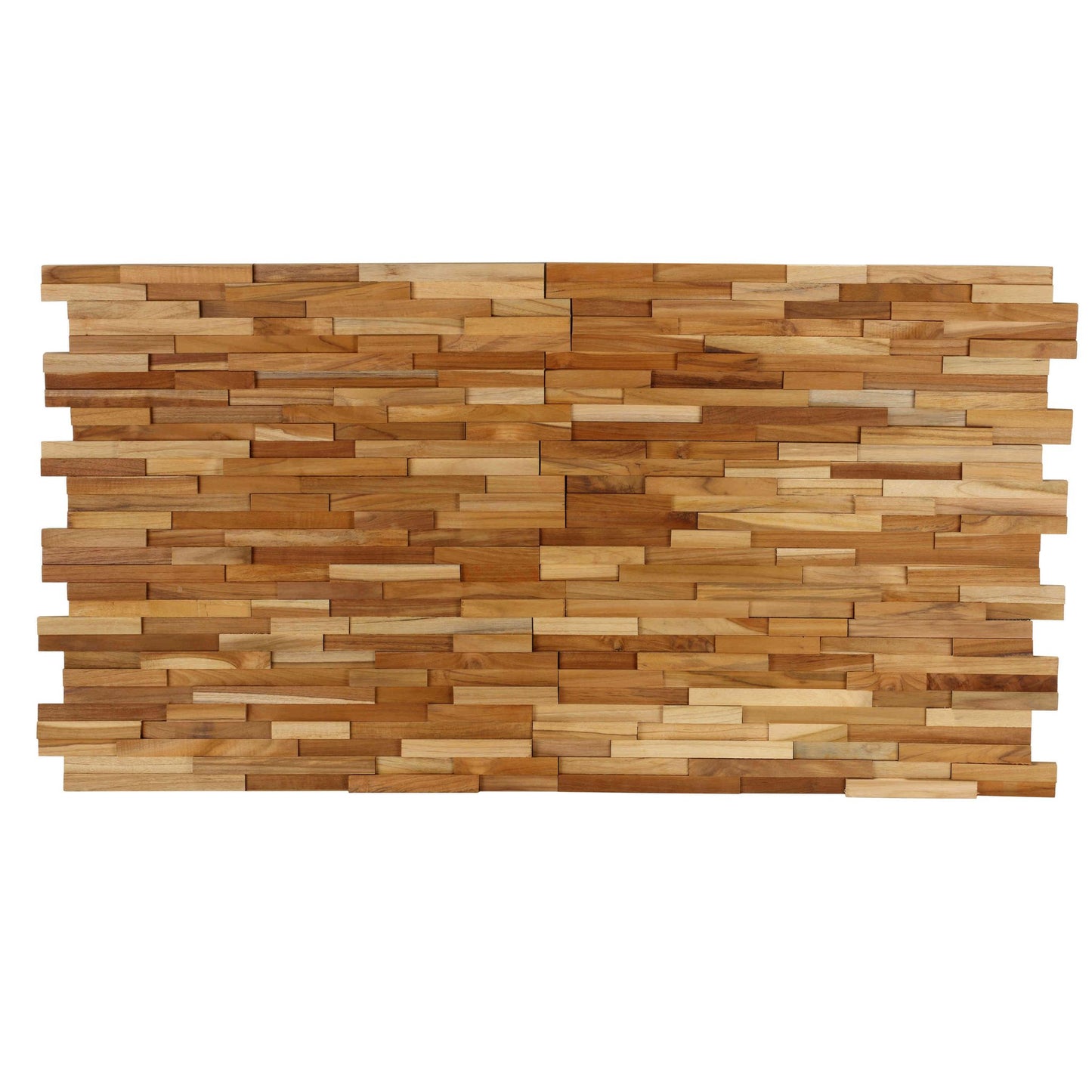 Bare Decor EZ-Wall 3D Mosaic Tile in Solid Teak Wood, Set of 10 Natural Finish Tiles