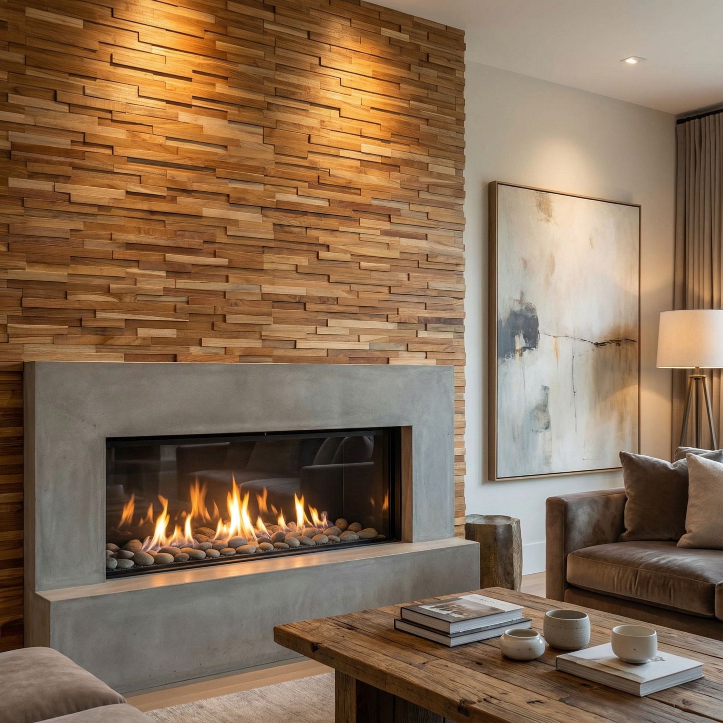 Bare Decor EZ-Wall 3D Mosaic Tile in Solid Teak Wood, Set of 10 Natural Finish Tiles