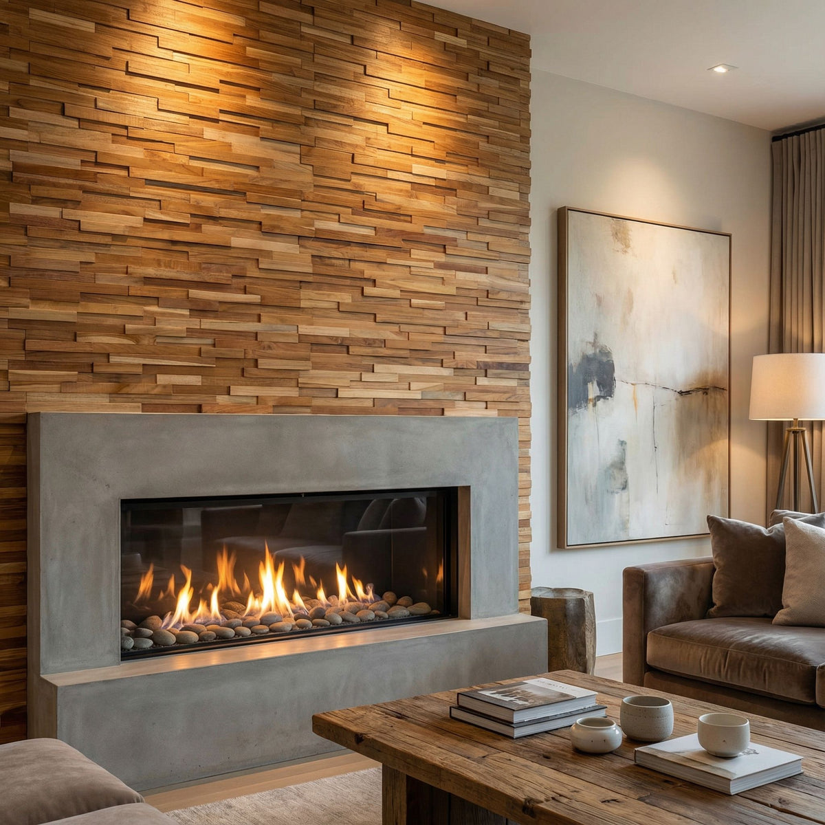 Bare Decor EZ-Wall 3D Mosaic Tile in Solid Teak Wood, Set of 10 Natural Finish Tiles
