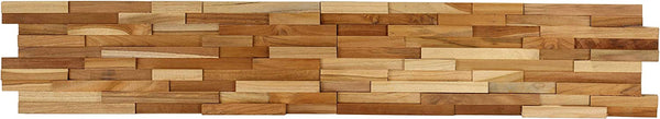 Bare Decor EZ-Wall 3D Mosaic Tile in Solid Teak Wood, Set of 10 Natural Finish Tiles