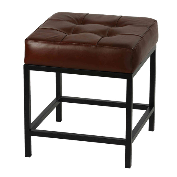 Bare Decor Tanzie Genuine Leather Stool and Metal Legs
