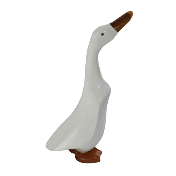 Bare Decor Albert the Duck, Hand Carved and Painted White, Bamboo Root Figurine