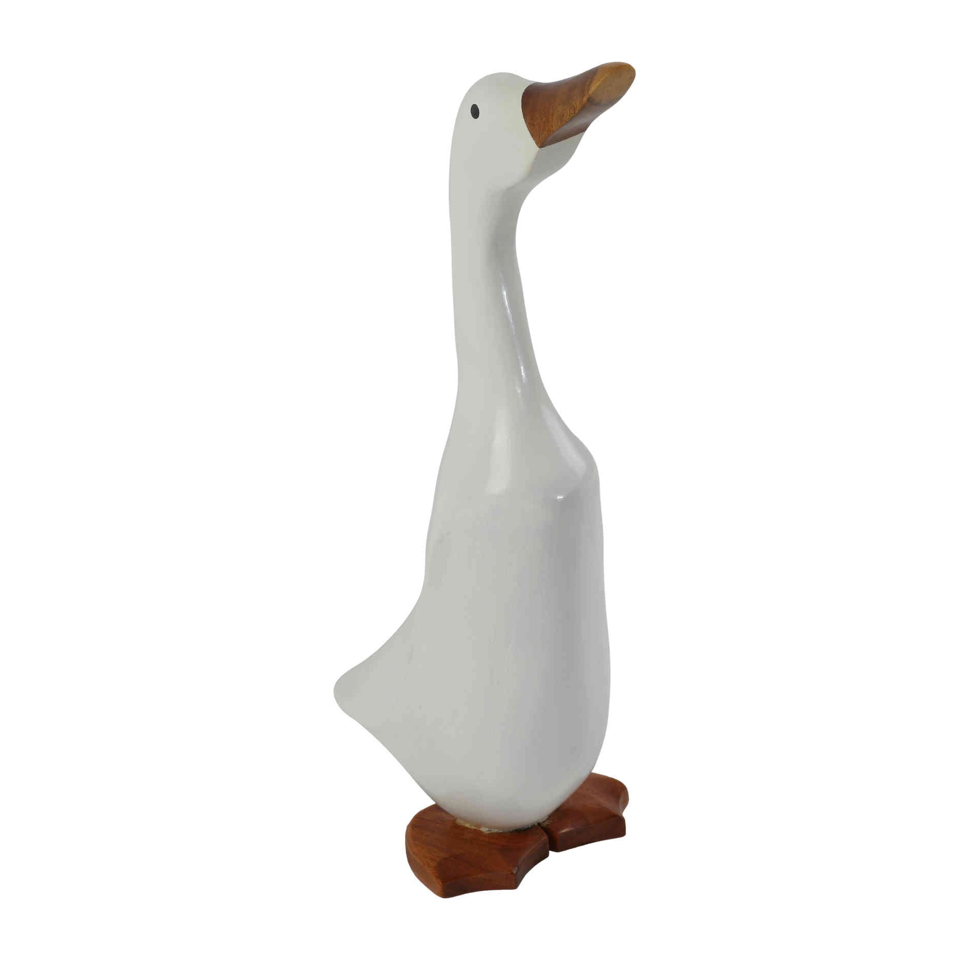 Bare Decor Albert the Duck, Hand Carved and Painted White, Bamboo Root Figurine