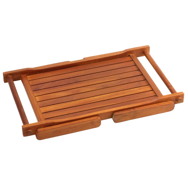Bare Decor Eddie Serving Tray Table with Folding Legs in Solid Teak Wood