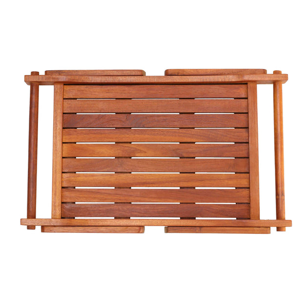 Bare Decor Eddie Serving Tray Table with Folding Legs in Solid Teak Wood