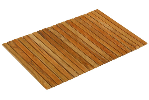 Bare Decor Asi Genuine Teak Wood Flexible Table Top Placemat or Sofa Arm Tray, 1 Mat 19" x 12"