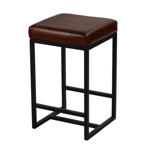 Bare Decor Cognac Backless Counter Stool in Genuine 100% Leather, Brown