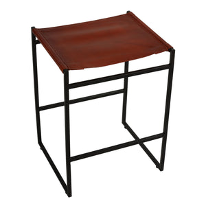 Bare Decor Lakewood Leather top with metal base Counter Height Stool, Brown