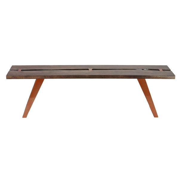 Bare Decor Admiral Wood Dining Bench with Steel Frame, 63"