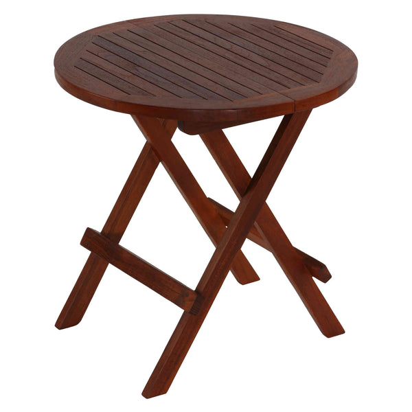 Bare Decor Karlyn Round Folding End Table in Teak Wood, 20"