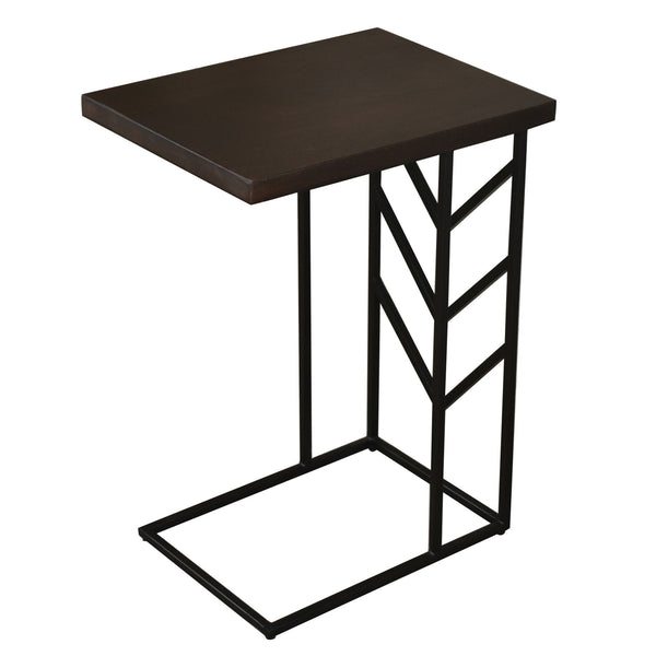 Bare Decor Warren Accent C-Table in Brown Color, Metal Base with Wood Top