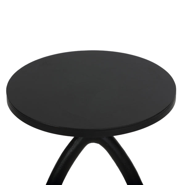 Bare Decor Aztec Table in Black Metal with White Marble Stone Base, 20x20x24