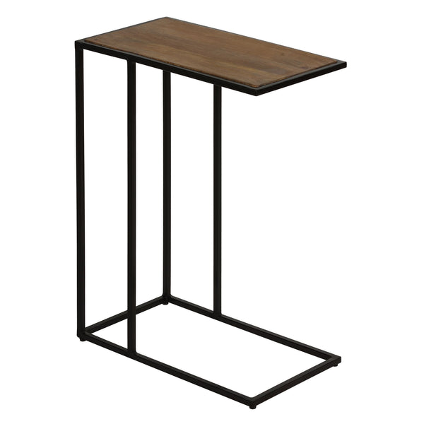 Bare Decor Toronto Accent C-Table in Black Metal and Wooden Top, 18x10