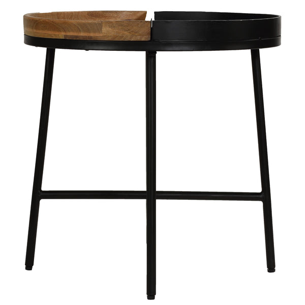 Bare Decor Dalma Accent Table with Half Wood Top and Half Metal, Round 22"