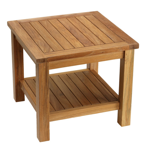 Bare Decor Turi Side Table with Shelf in Solid Teak Wood, Square 20"