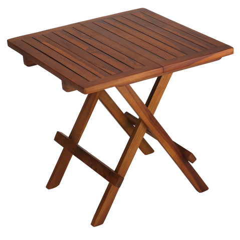 Bare Decor Ravinia Folding Teak Small Table, Oiled Finish